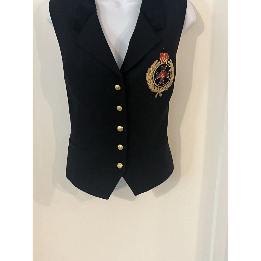 Vtg Jones New York Regal Crest Vest USA Preppy Old Money Equestrian Academia 12